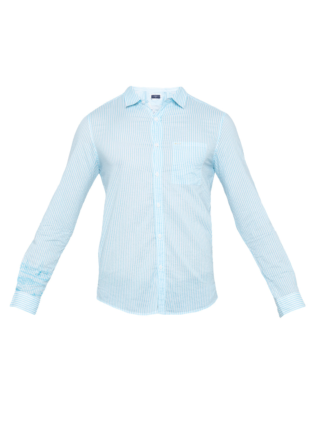 Spykar Men Aqua Striped Slim Fit Casual Shirt