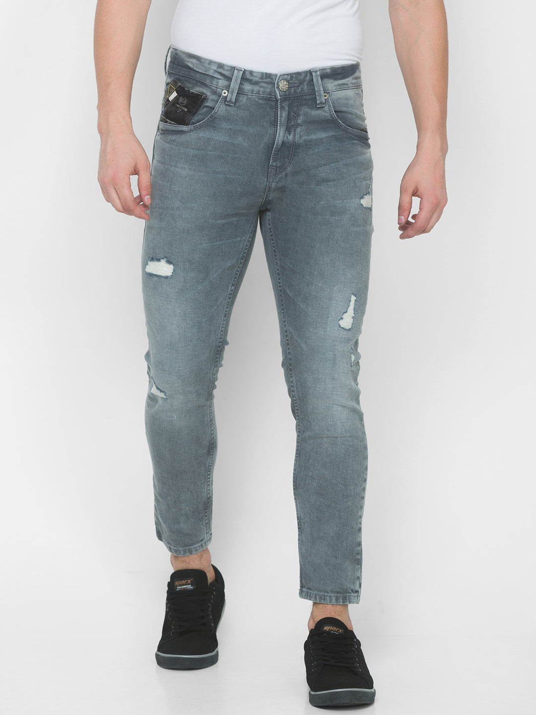 Spykar Men Grey Cotton Slim Fit Tapered Length Jeans (Kano)