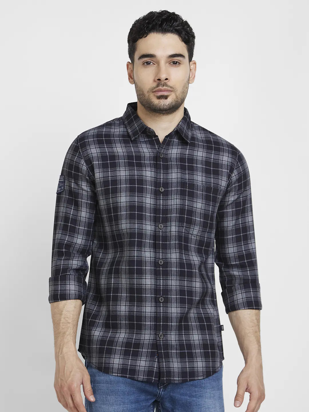 Blue and 2024 grey check shirt