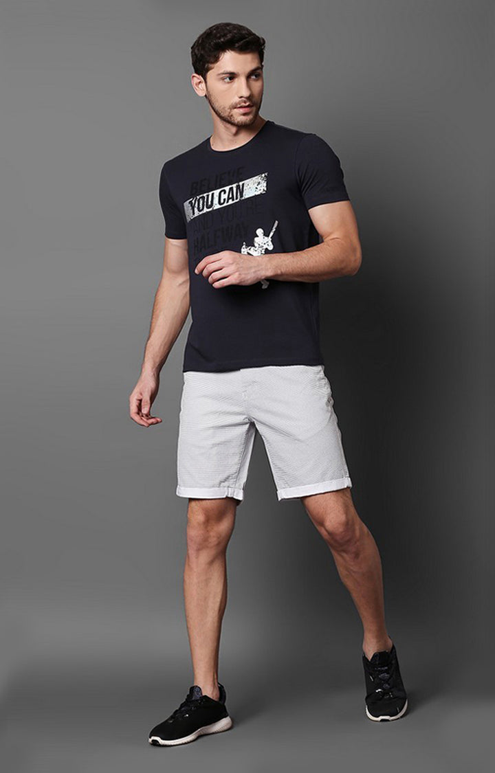 Spykar Black Cotton Slim Fit T-Shirt For Men