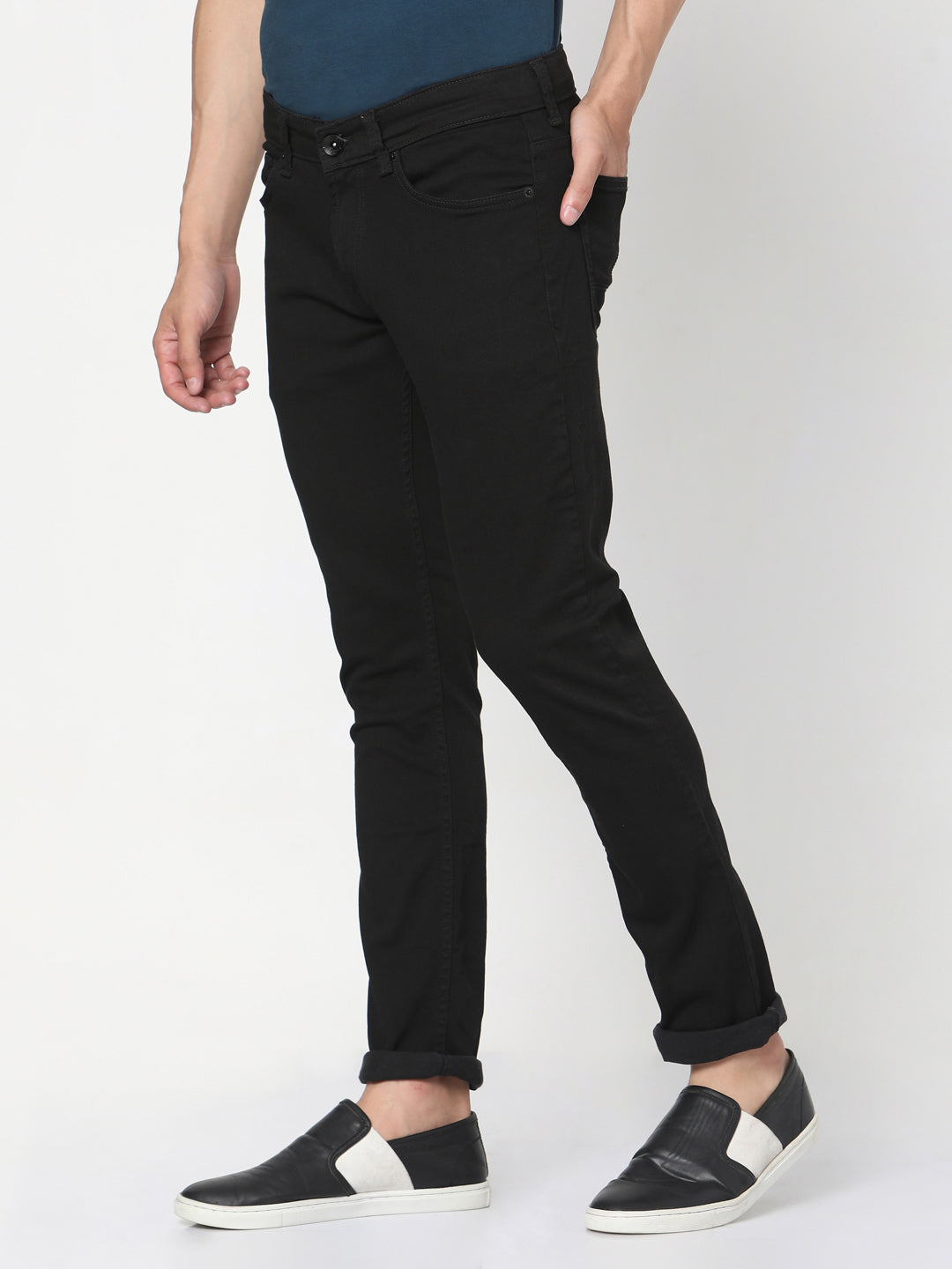 Spykar Men Black Cotton Slim Fit Narrow Length Jeans - (Skinny)