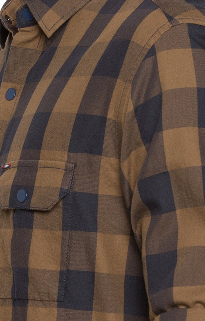 Spykar Men'S Brown Cotton Checked Casual Shirts