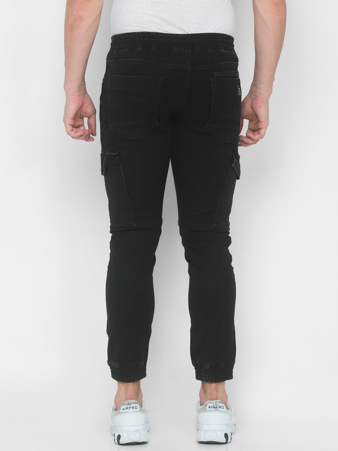 Spykar Men Carbon Black Solid Slim High-Rise Jeans (Jogger)