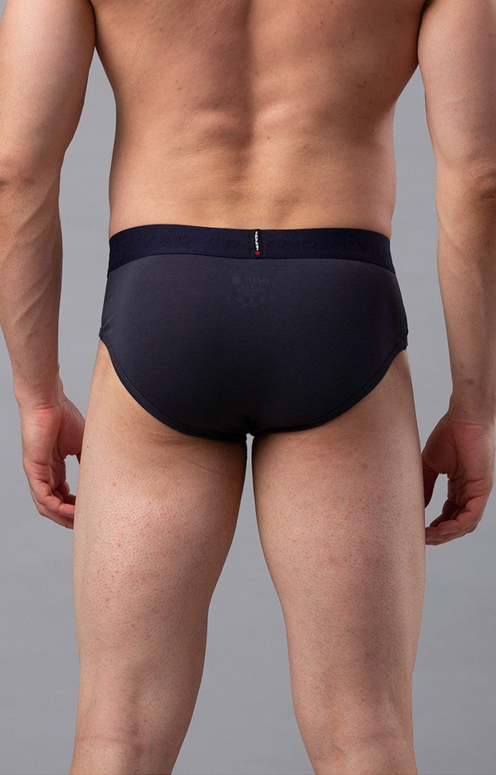 Underjeans By Spykar Grey Solid Briefs For Men