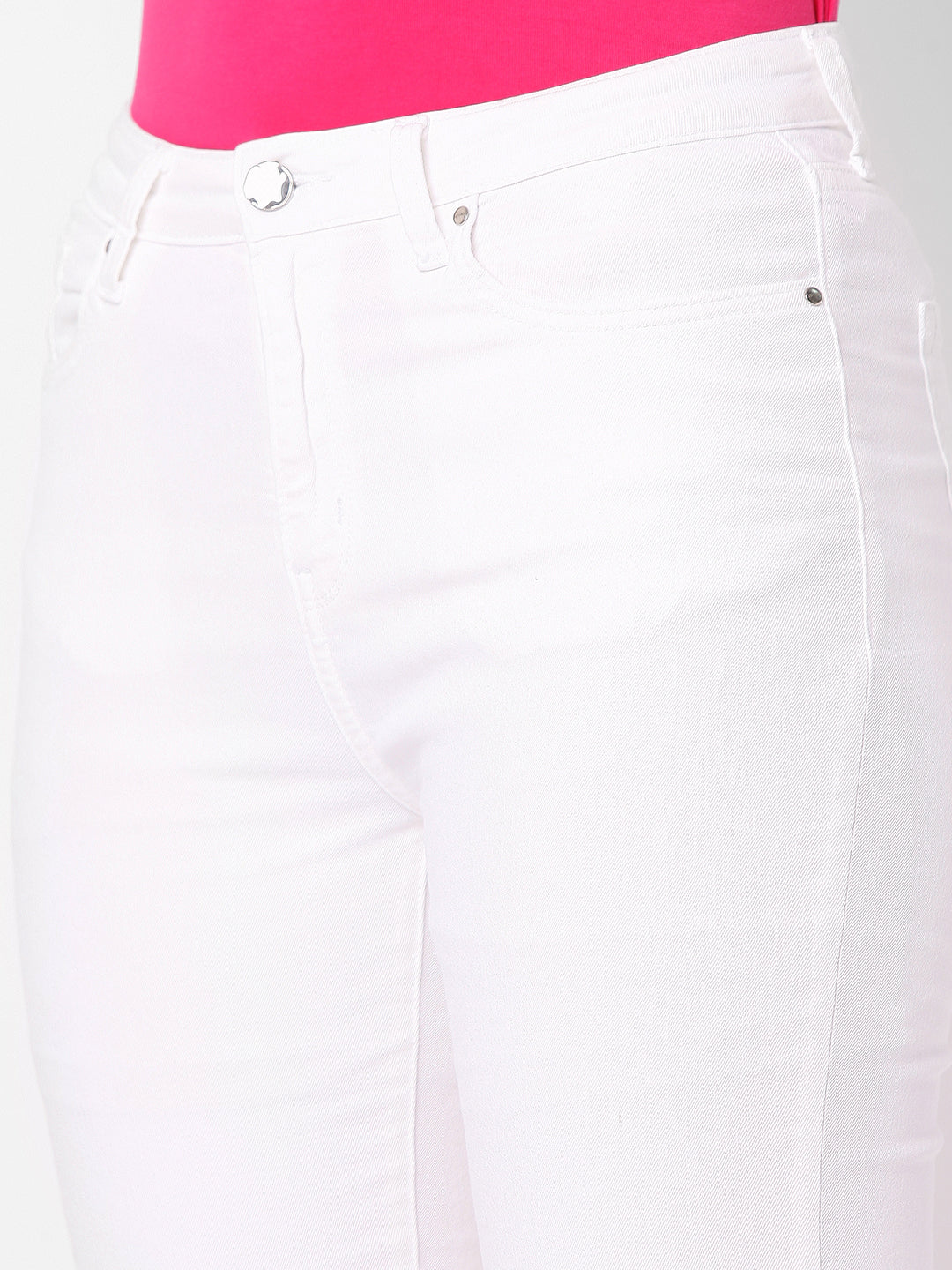 Spykar Women White Cotton Flare Fit Ankle Length Jeans (Elissa)