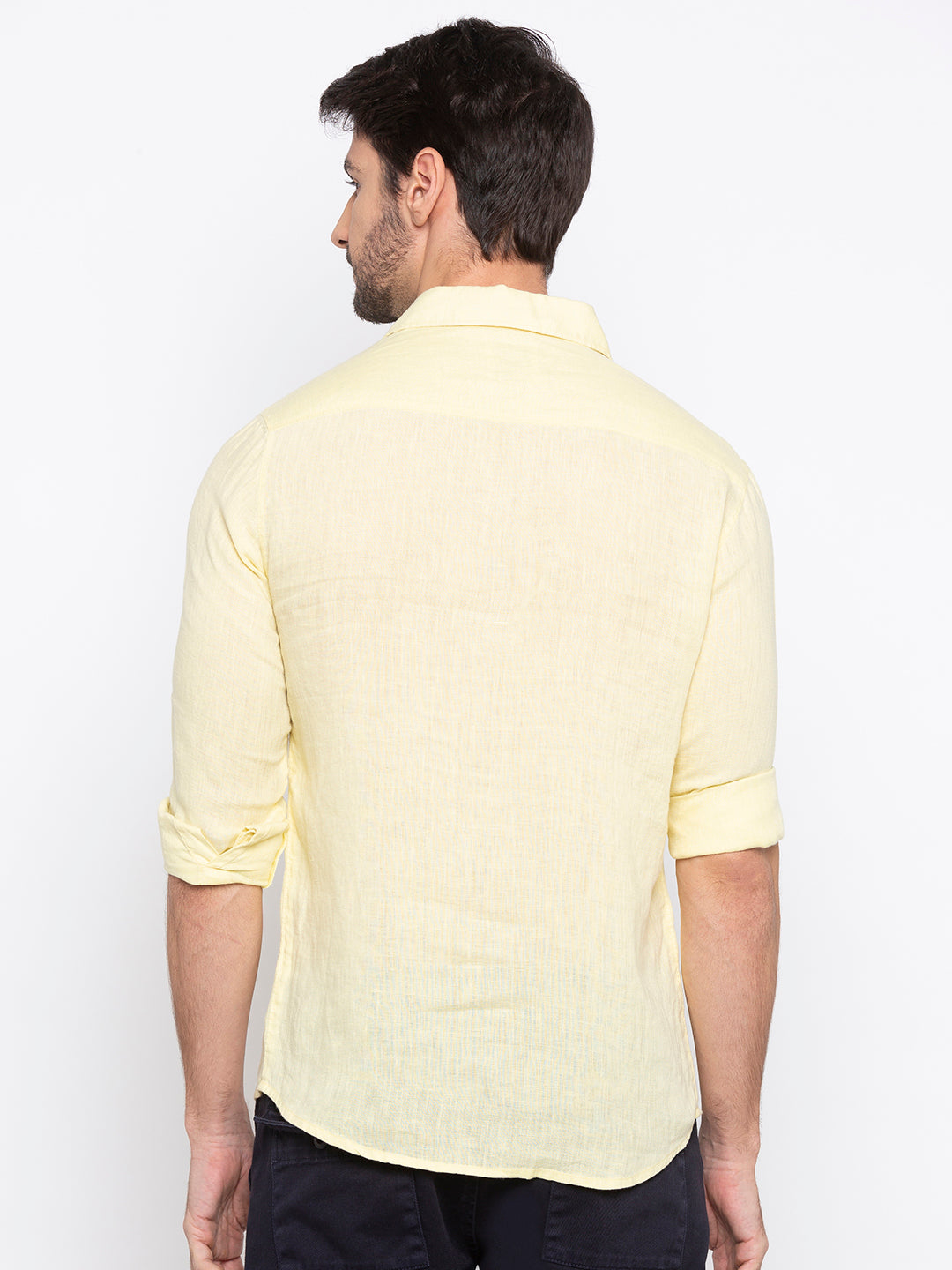 Spykar Men Yellow Solid Slim Fit Casual Shirt