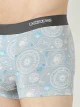 Underjeans By Spykar Men Super Premium Printed Bonded Elastic Grey Trunk