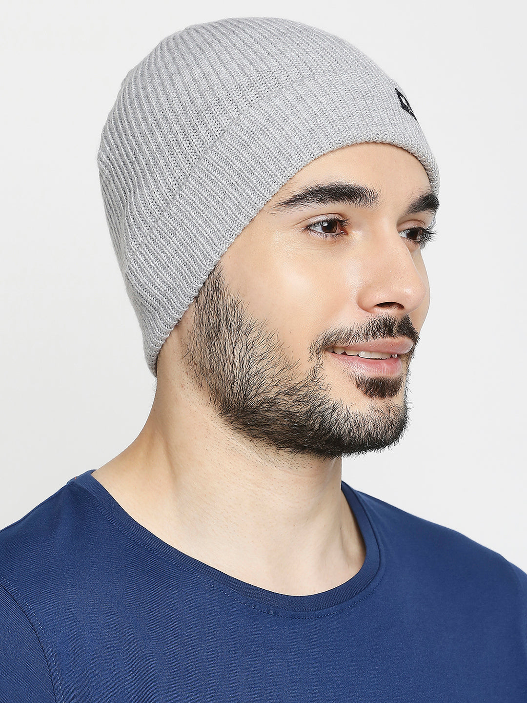 Spykar Grey Cotton Beanie Cap