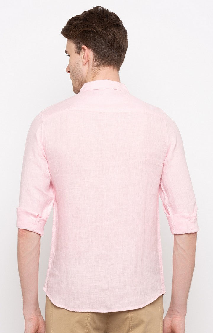 Spykar Men'S Pink Cotton Solid Casual Shirts