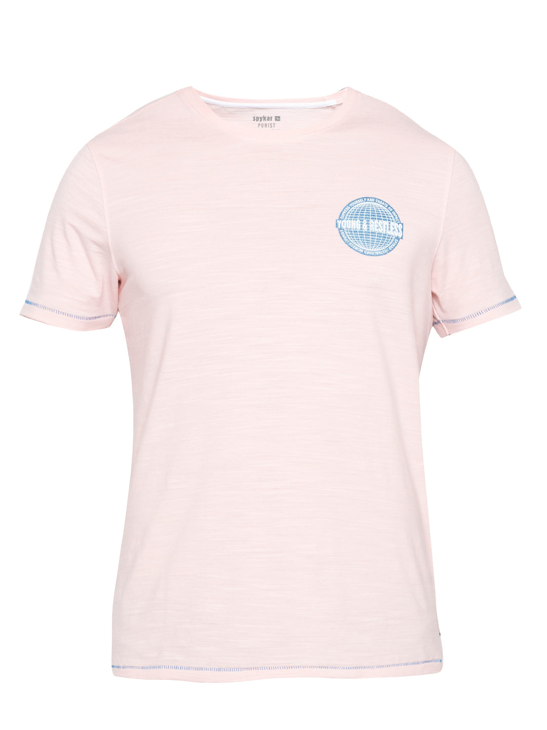 Spykar Men Cotton Pink T-Shirt