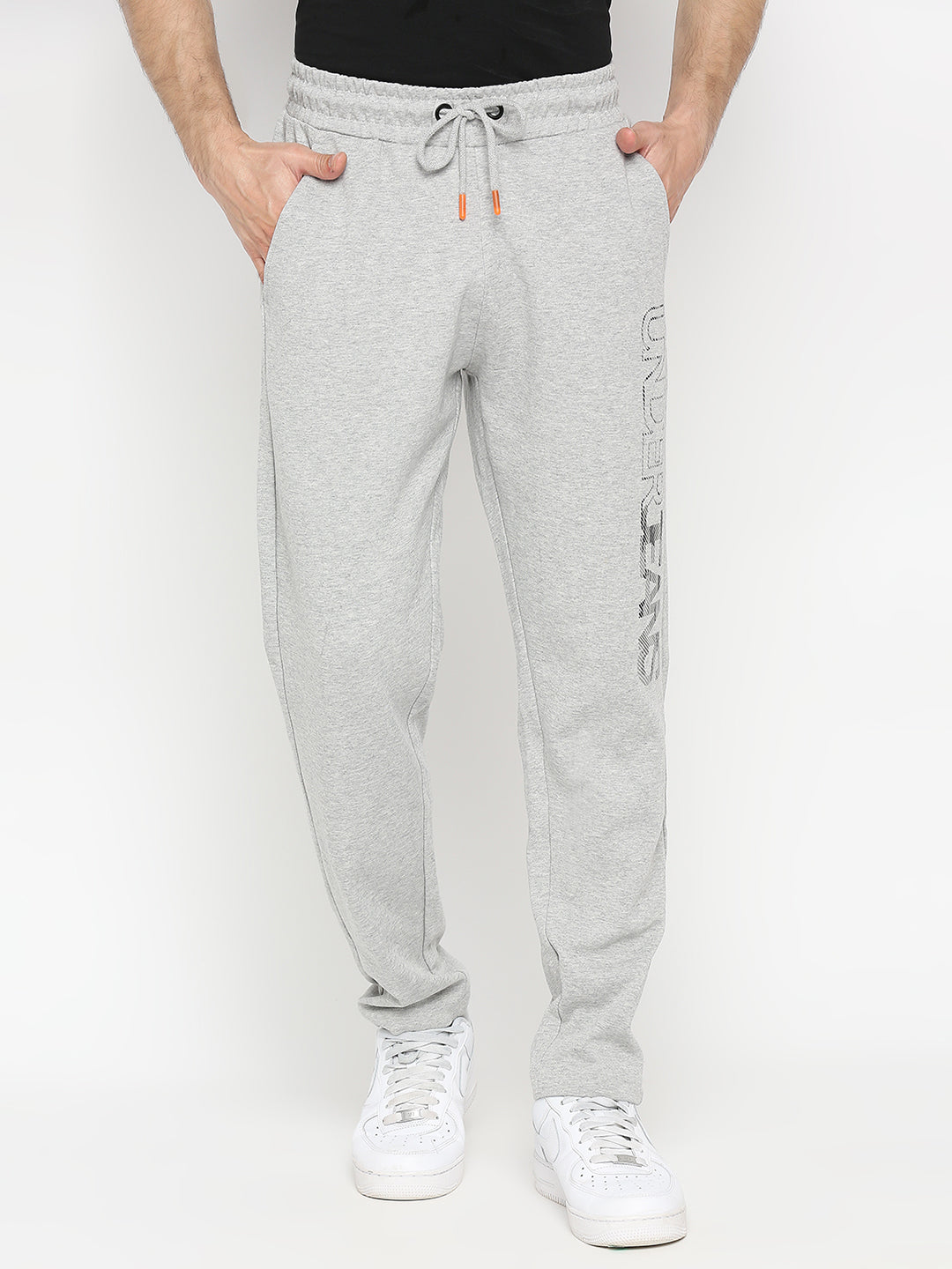 Men Cotton Blend Knitted Grey Trackpant - Underjeans by Spykar