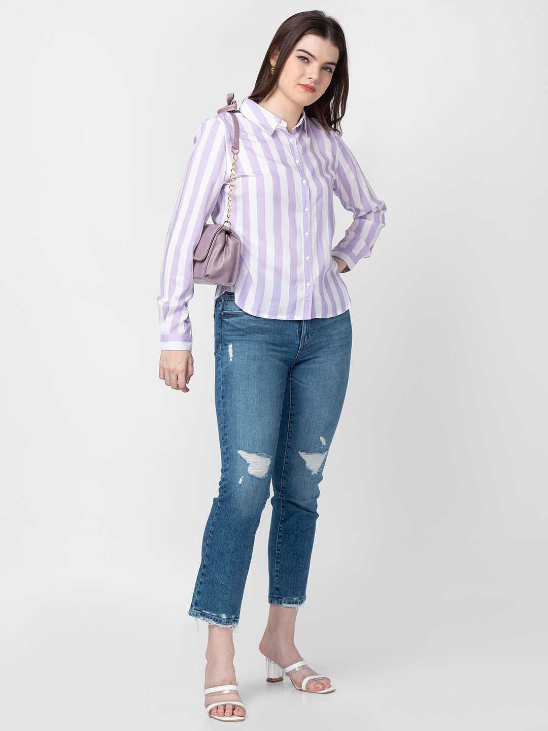 Spykar Women Mid Blue Cotton Slim Straight Fit Ankle Length Jeans (Emma)