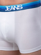 Men Premium White-Blue Cotton Blend Trunk- Underjeans By Spykar