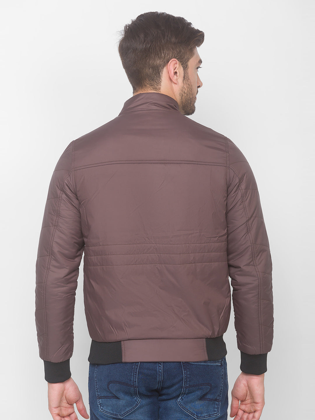 Spykar Coffee Polyester Men Front Open Jacket