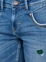 Spykar Men Mid Blue Cotton Slim Fit Narrow Length Jeans (Skinny)