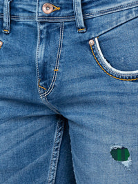 Spykar Men Mid Blue Cotton Slim Fit Narrow Length Jeans (Skinny)