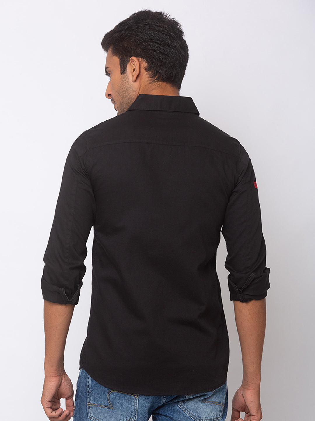 Spykar Men Black Cotton Slim Fit Shirt