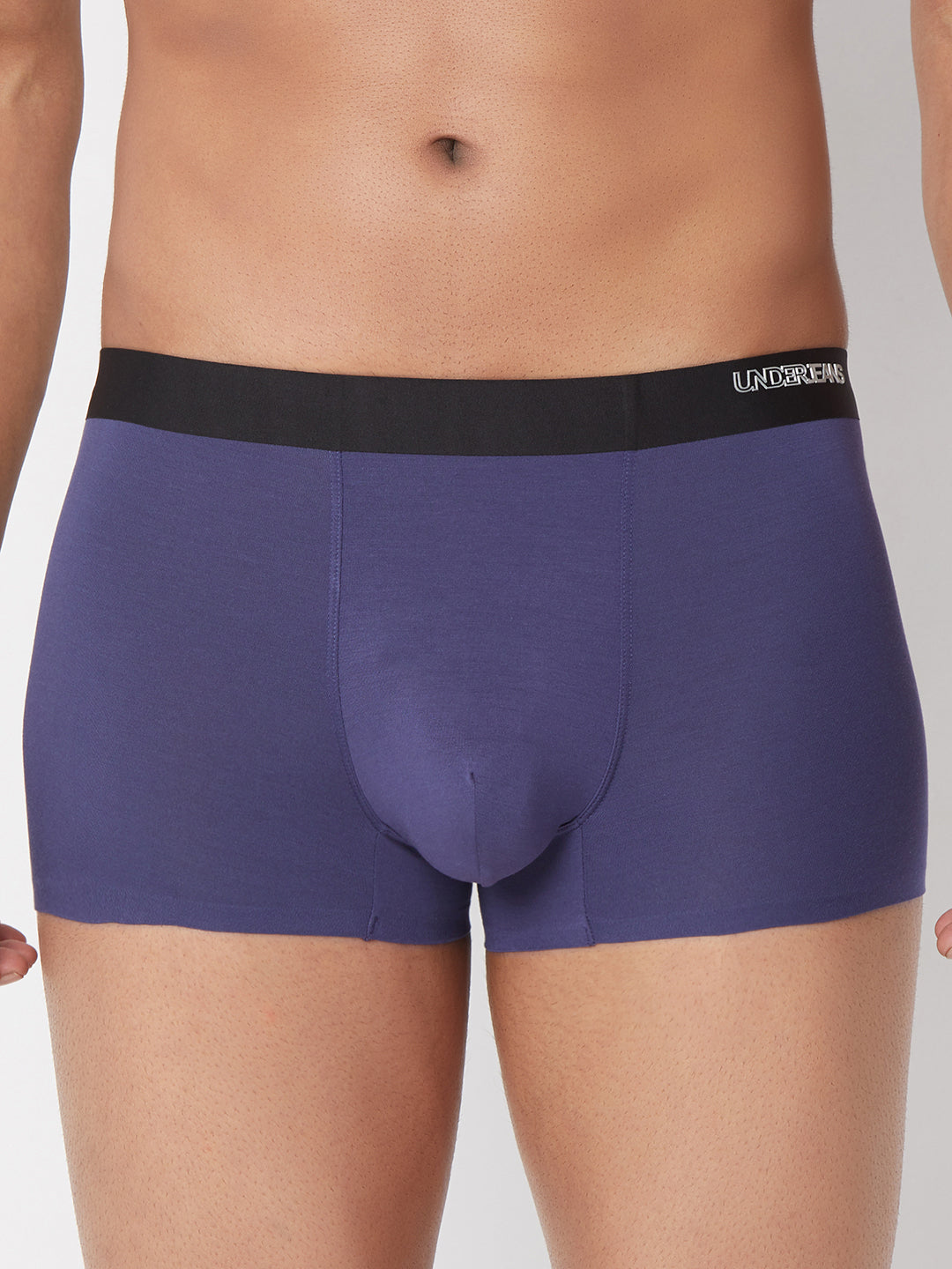 Men Navy Solid Super Premium Bonded Elastic Trunk - Underjeans By Spykar