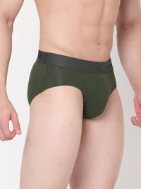 Underjeans By Spykar Men Premium Cotton Blend Olive Brief