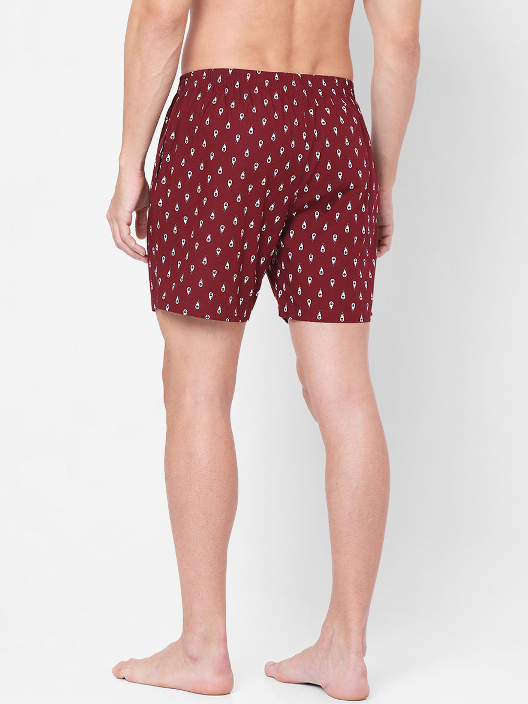 Men Premium Maroon Cotton Boxers- Underjeans By Spykar