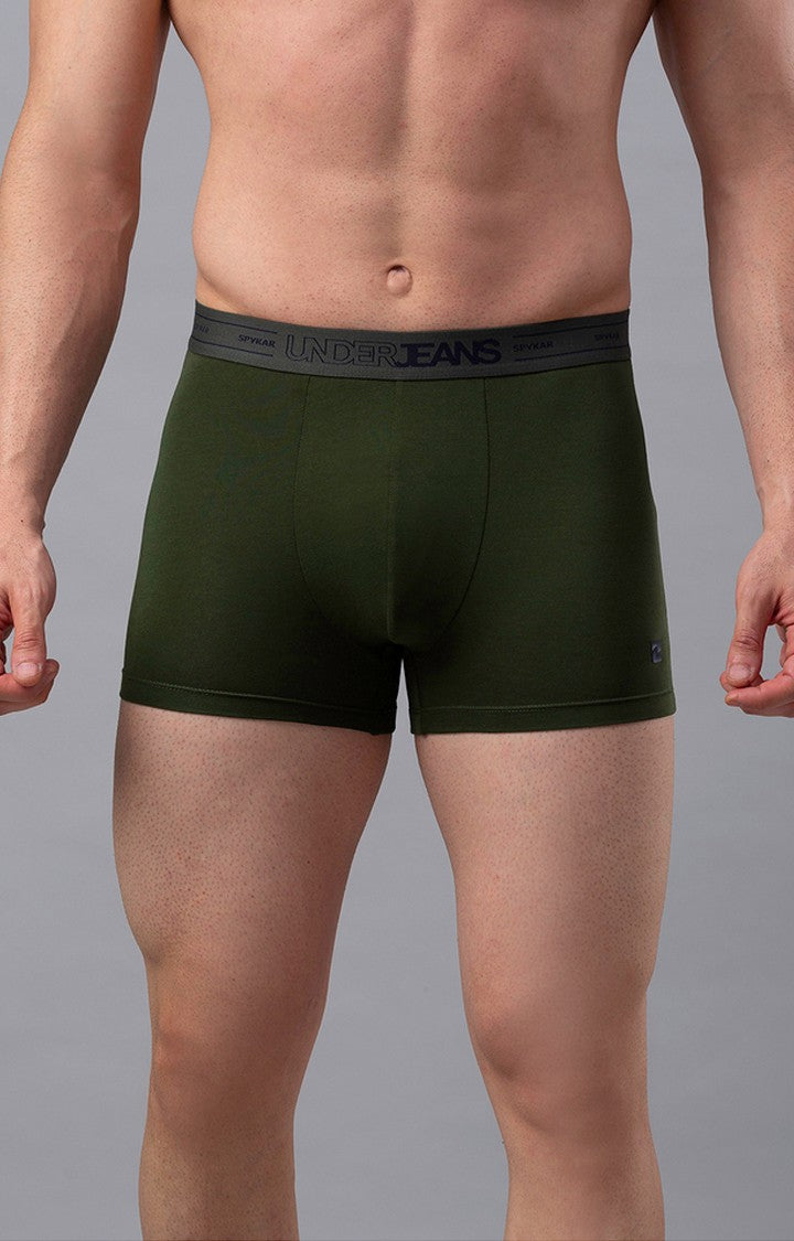 Underjeans By Spykar Men Green Solid Trunks