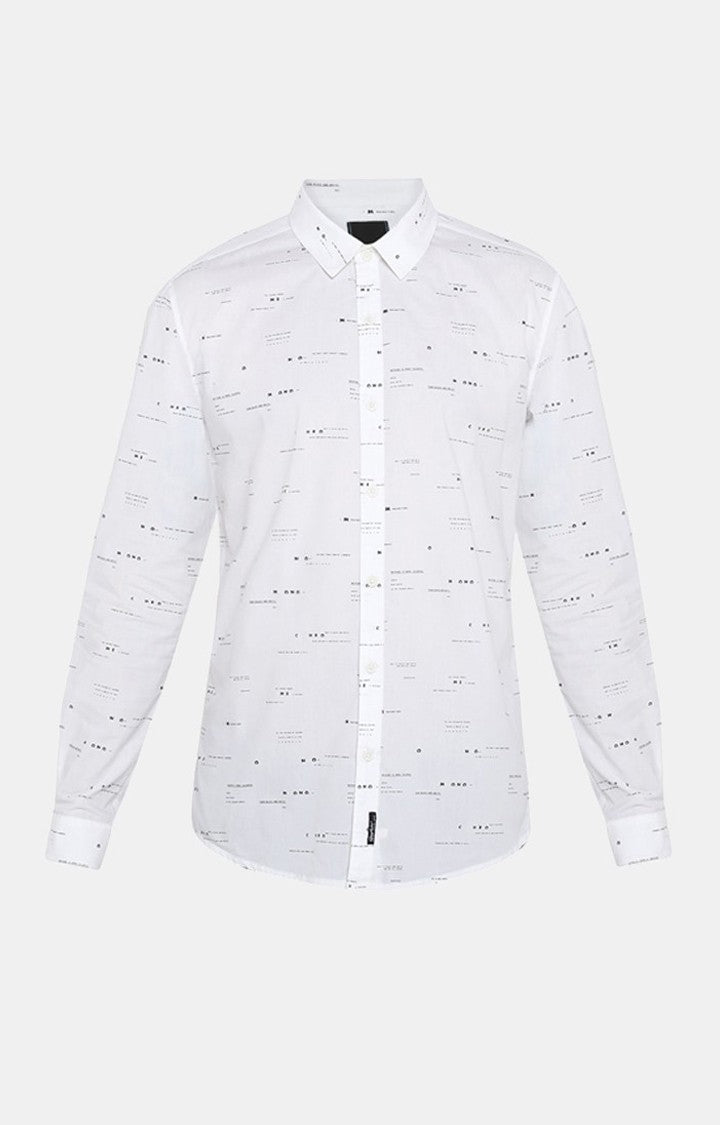 Spykar Men'S White Cotton Printed Casual Shirts