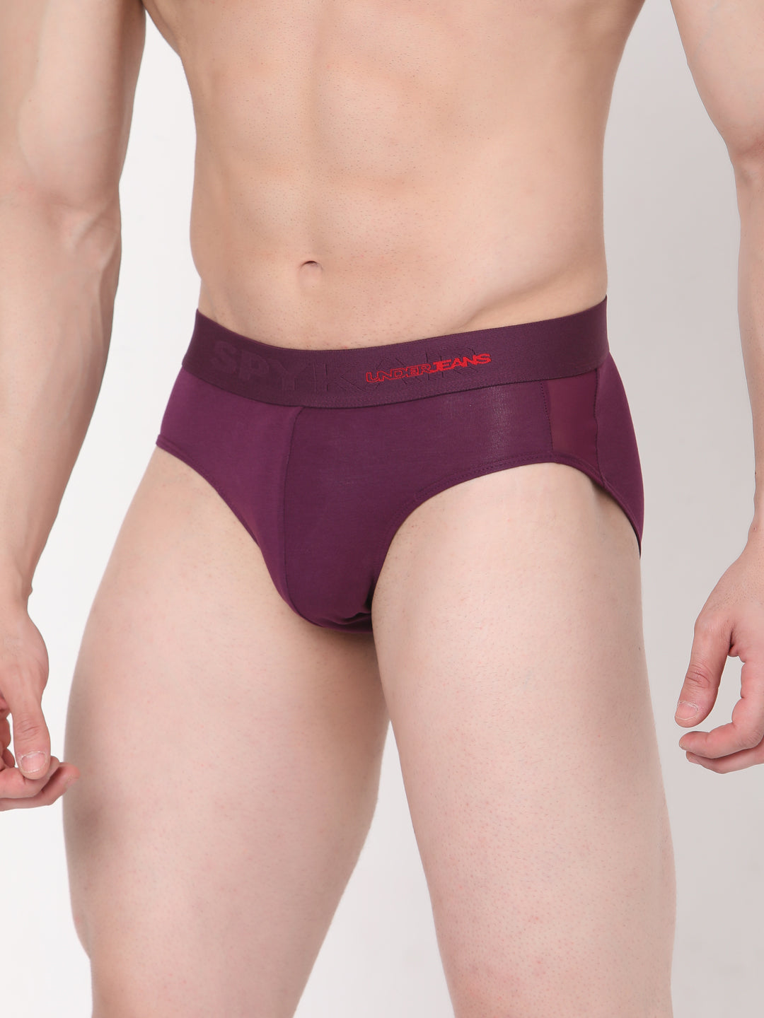 Men Premium Cotton Blend Purple Brief - Underjeans By Spykar