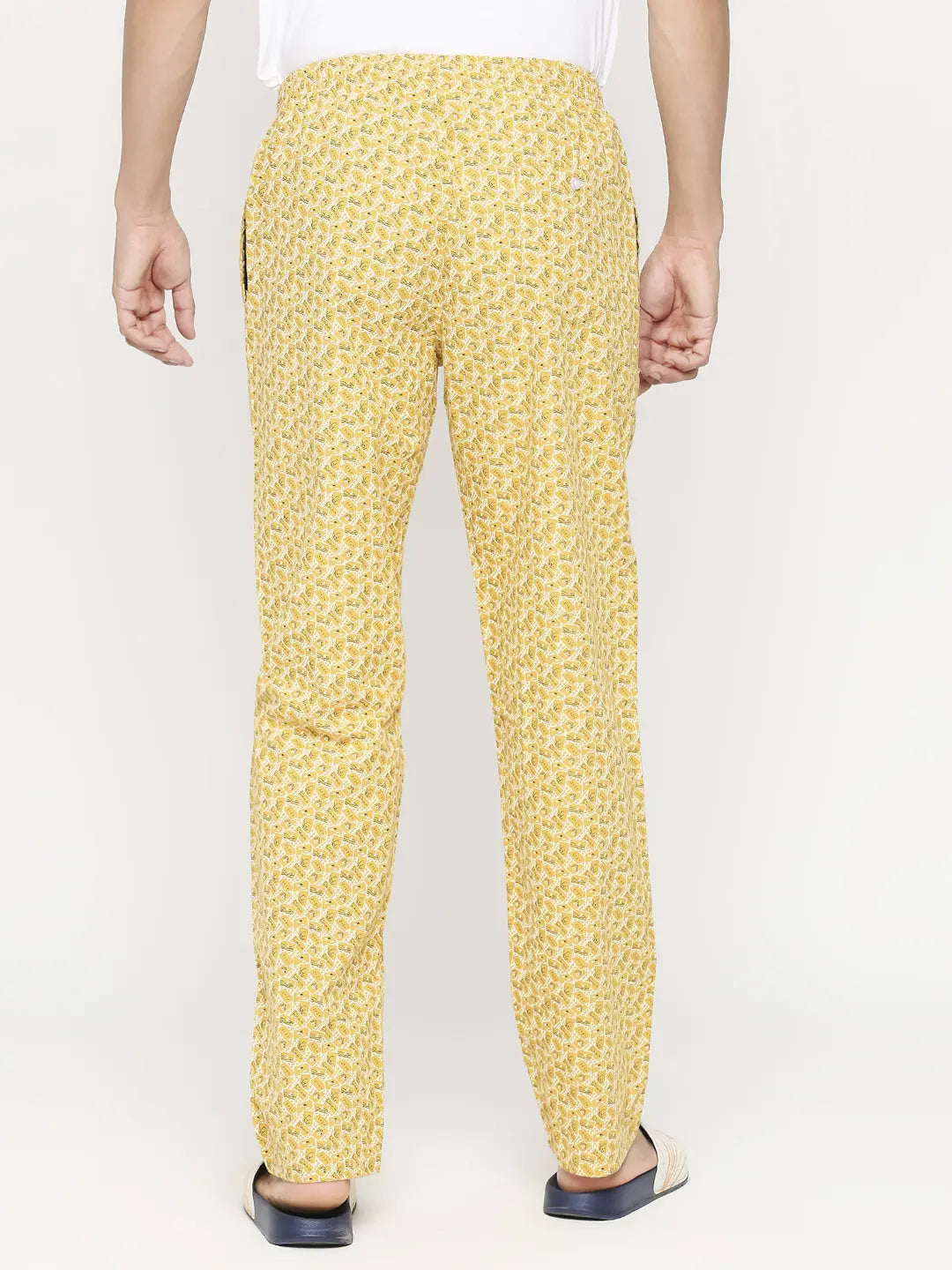 Men Premium Ochre Cotton Regular Fit Pyjama - Underjeans By Spykar
