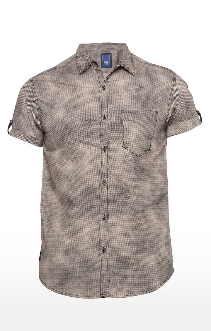 Spykar Men'S Grey Cotton Printed Casual Shirts