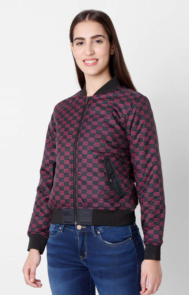 Spykar Pink Cotton Jacket For Women