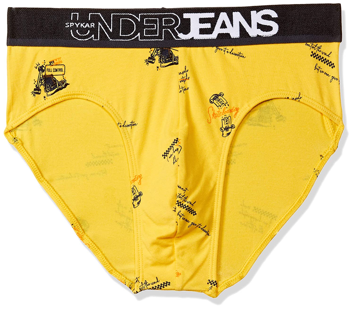 Underjeans By Spykar Men Premium Cotton Blend Yellow Brief