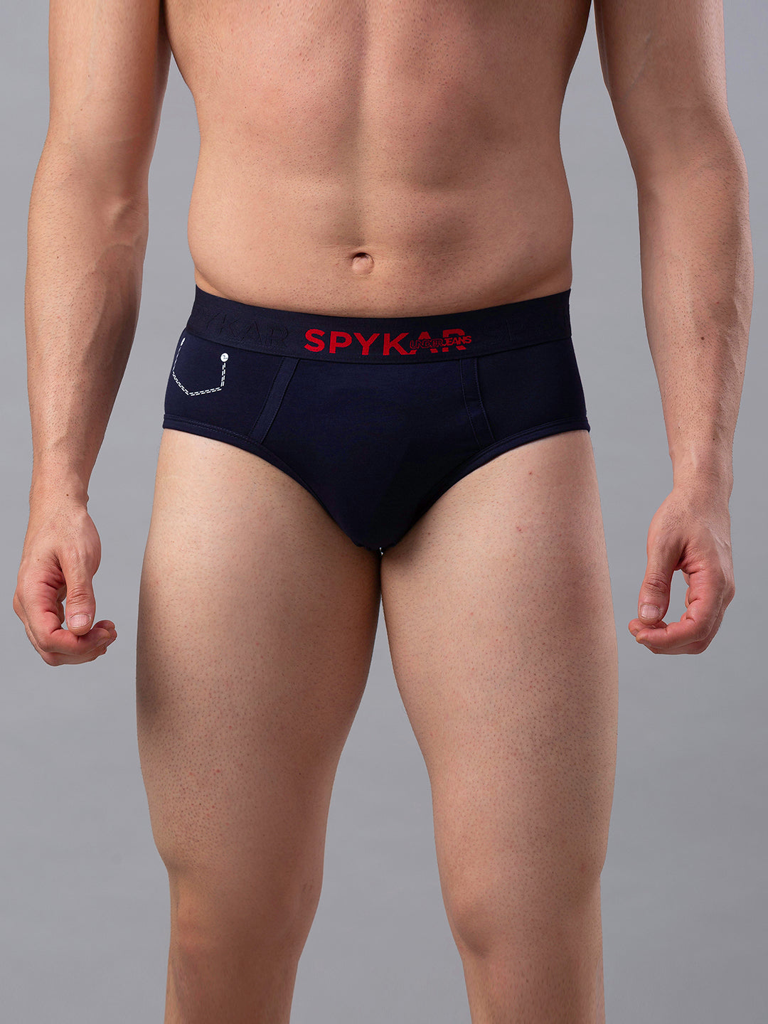 Underjeans By Spykar Men Premium Cotton Blend Navy Brief - (Pack Of 2)