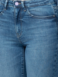 Spykar Women Mid Blue Cotton Slim Straight Fit Ankle Length Jeans (Emma)
