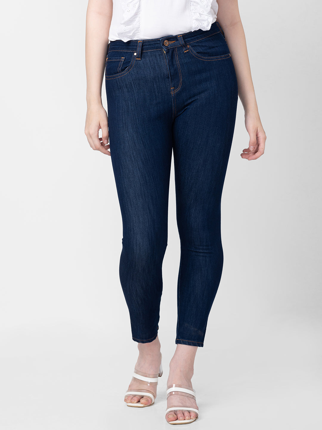 Spykar Women Dark Blue Cotton Super Skinny Ankle Length Jeans (Alexa)
