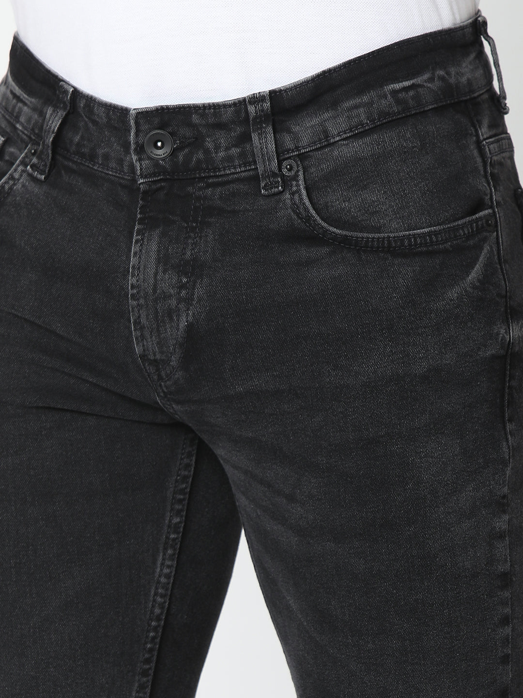 Spykar Charcoal Black Slim Fit Narrow Length Jeans For Men (Skinny)