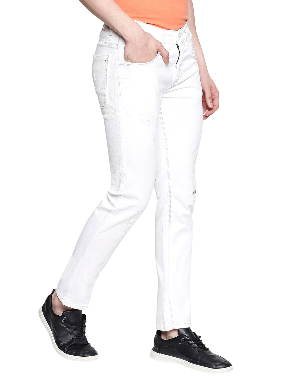 Spykar Cotton White Jeans For Men (Actif)