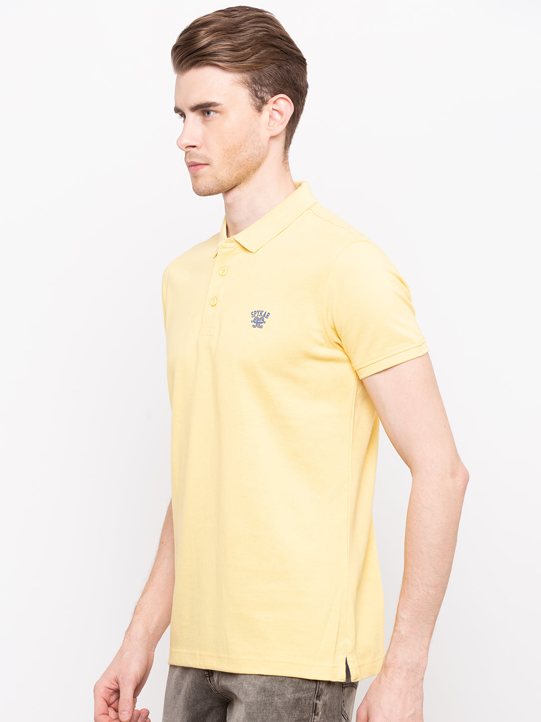 Spykar Men Yellow Cotton T-Shirt