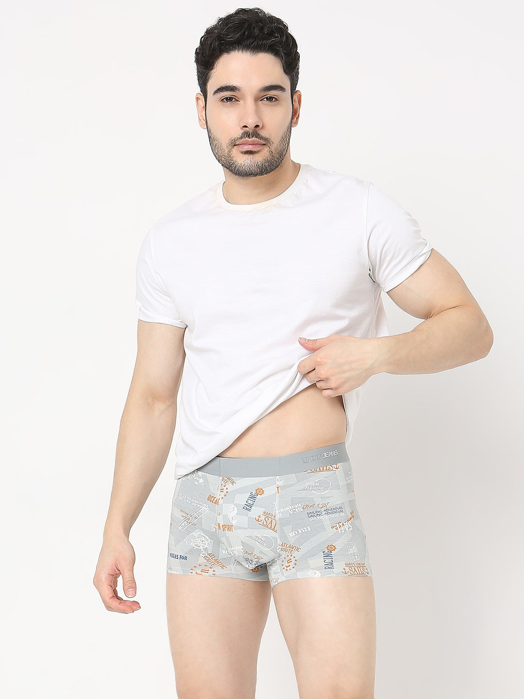 Underjeans by Spykar Men Super Premium Bonded Elastic Light Grey Trunk