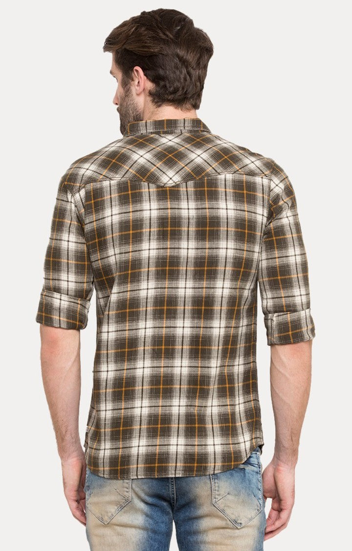 Spykar Men'S Green Cotton Checked Casual Shirts