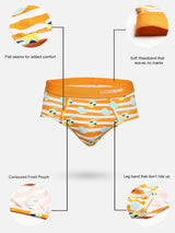 Men Premium Orange Cotton Blend Regular Fit Brief- Underjeans By Spykar