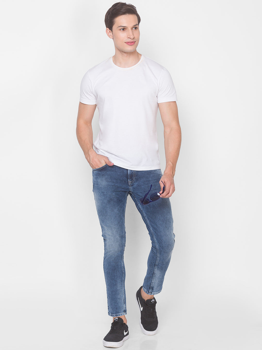 Spykar Men Mid Blue Slim Fit Tapered Length Mid Rise Jeans(Kano)