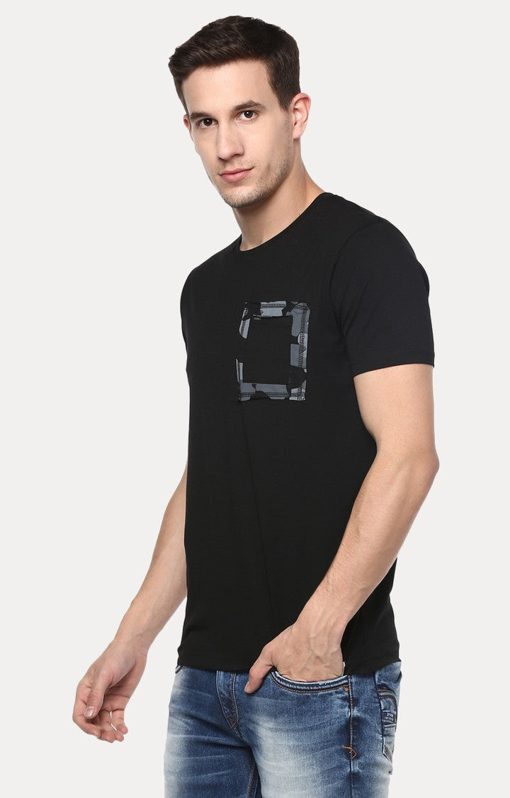 Spykar Black Solid Slim Fit Men T-Shirts