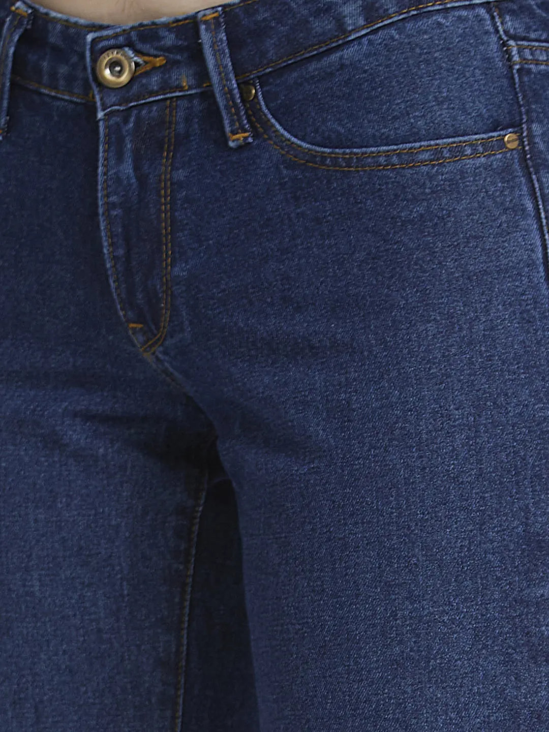 Spykar Women Dark Blue Cotton Straight Fit Regular Length Clean look Jeans -(Bella-low)