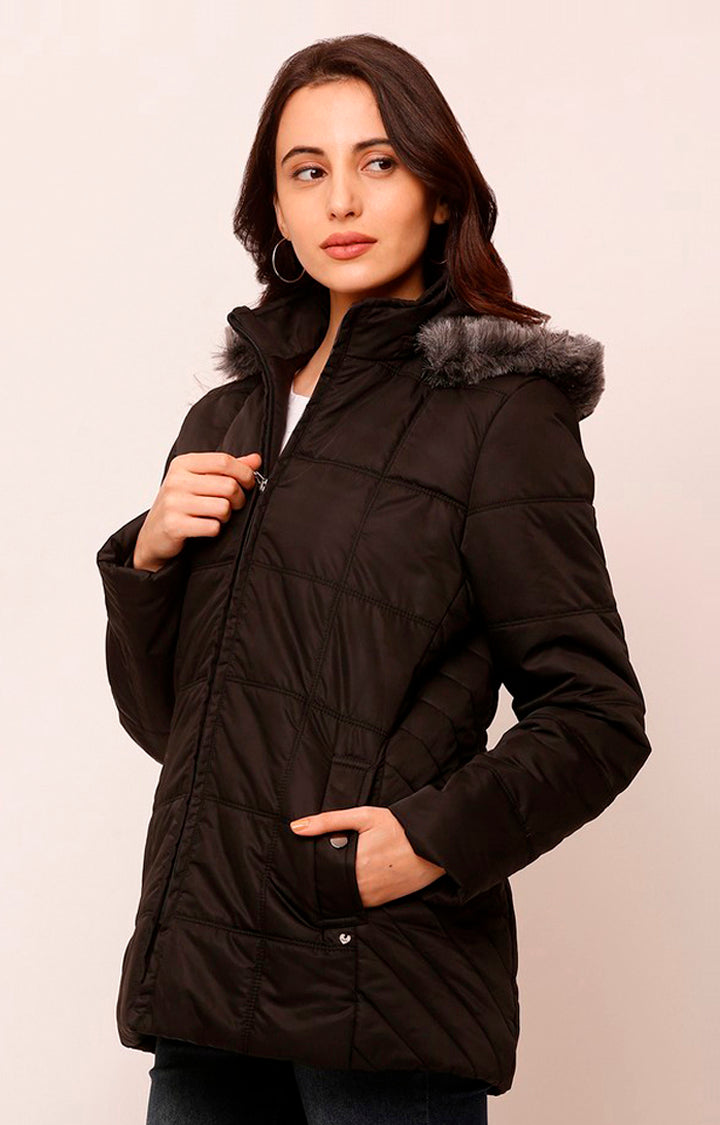 Spykar Women Black Solid Front Open Jacket