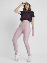 Spykar Women Powder Pink Blended Skinny Fit Ankle Length Trackpant