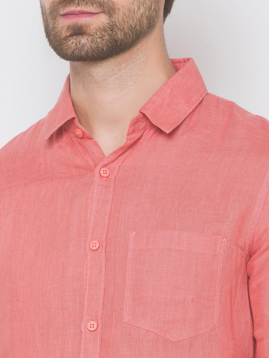 Spykar Men Tan Pink Cotton Slim Fit Shirt