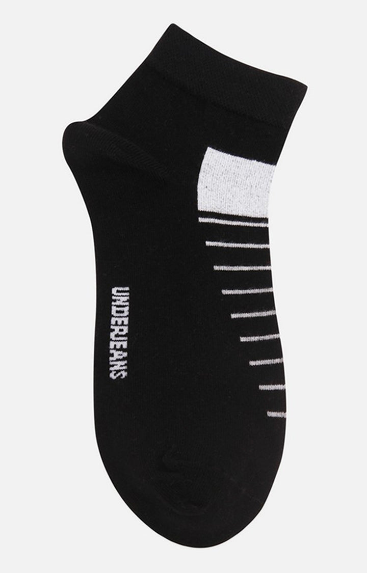 Men Premium Black Ankle Length (Non Terry) Single Pair Of Socks- Underjeans By Spykar