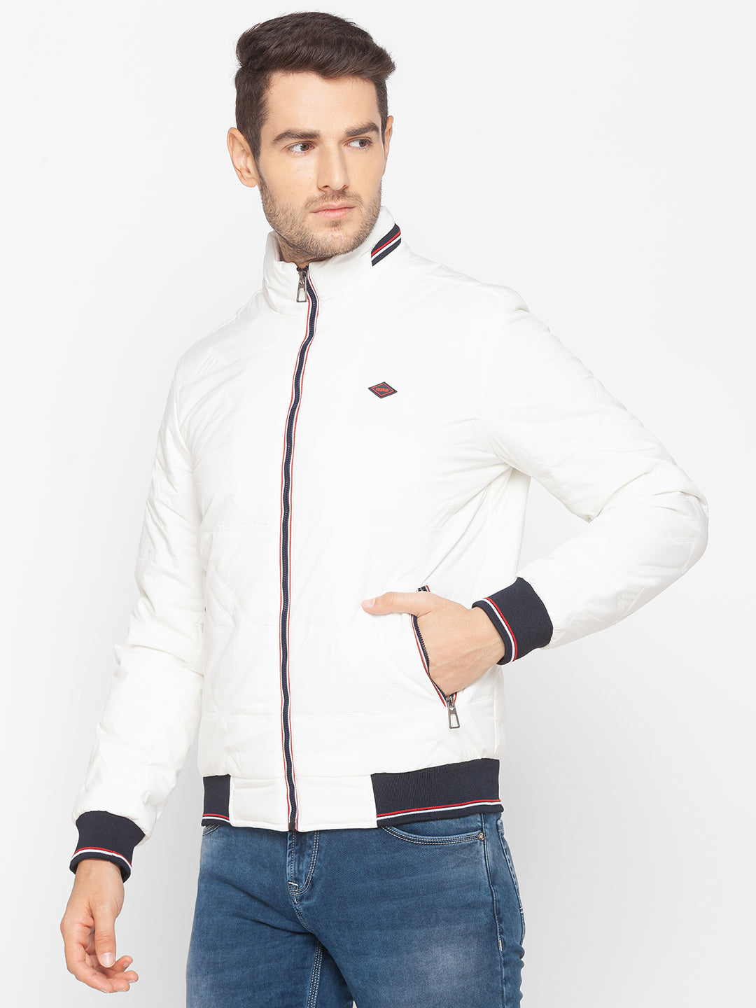 Spykar White Polyester Men Jacket