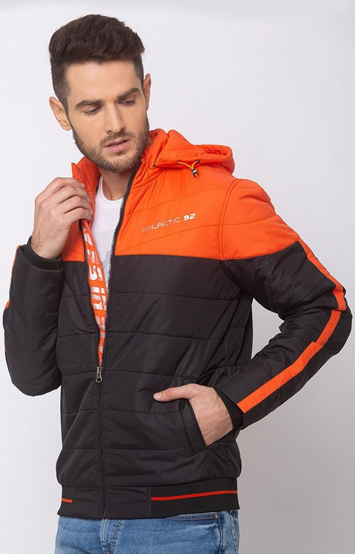 Spykar Men Orange Nylon Straight Fit Jacket