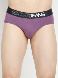Men Premium Dull Purple & Black Cotton Blend Brief - Pack Of 2- Underjeans By Spykar